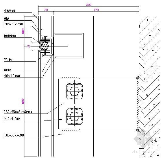 铝塑板幕墙纵剖节点详图
