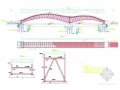 [山东]桥长120m钢桁架结构海鸥形拱桥设计图纸55张