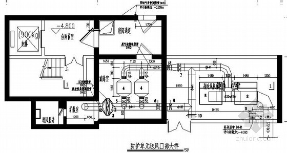 [施工图]高层办公楼通风防排烟设计施工图(地下室,人防)