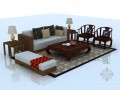 中式沙发茶几3D模型下载