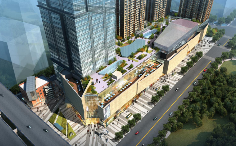景观汀步设计资料下载-[北京]华贸商业办公广场景观方案文本（含：屋顶花园景观设计）