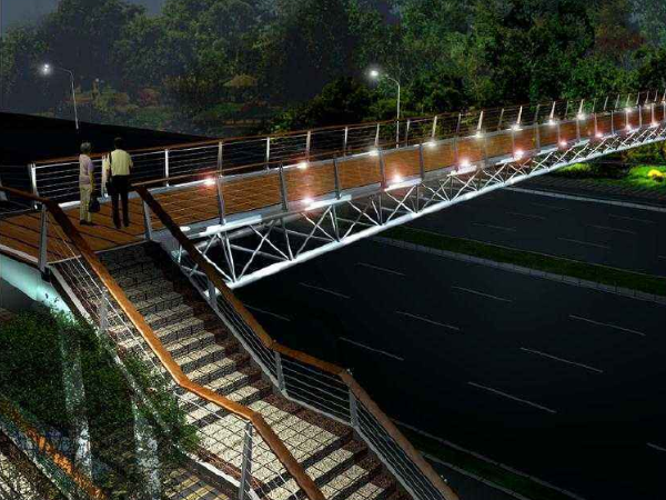 人行吊索桥施工方案资料下载-省道养护改善工程钢结构人行天桥施工方案