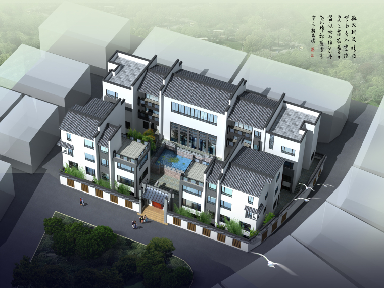 中式风格四合院住宅建筑方案设计施工图（CAD+效果图）_9
