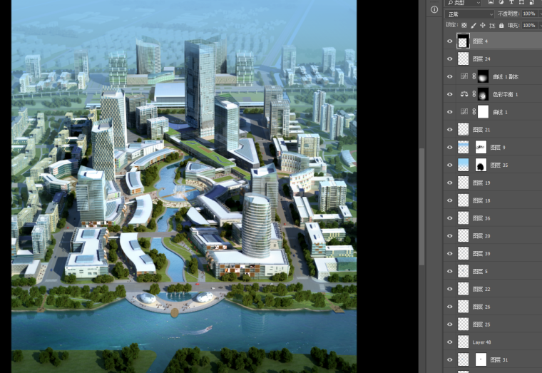 城市规划鸟瞰图PSD分层.psd_2