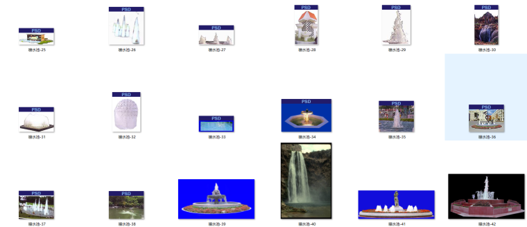 效果图配景素材之喷水池psd素材_2