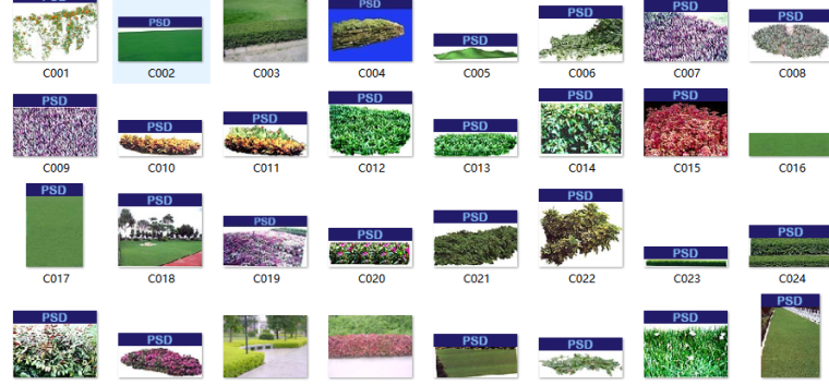 psd素材植物资料下载-园林、建筑植物配景素材之植皮草地psd素材