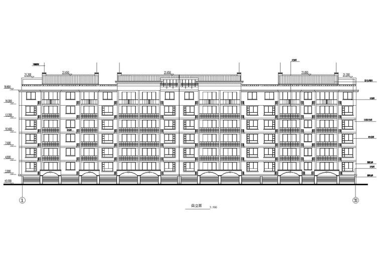 苑居民樓建築施工圖,圖紙內包括三棟居民樓的平面圖,立面圖,剖面圖,總