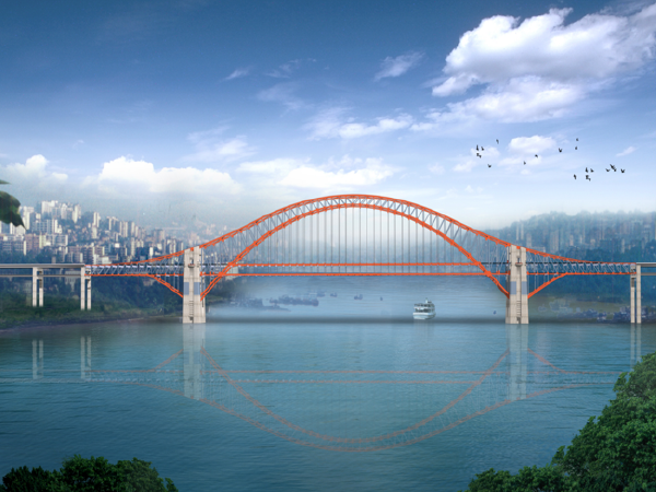 钢桁CAD施工图资料下载-[重庆]朝天门长江大桥钢桁拱桥设计简介ppt