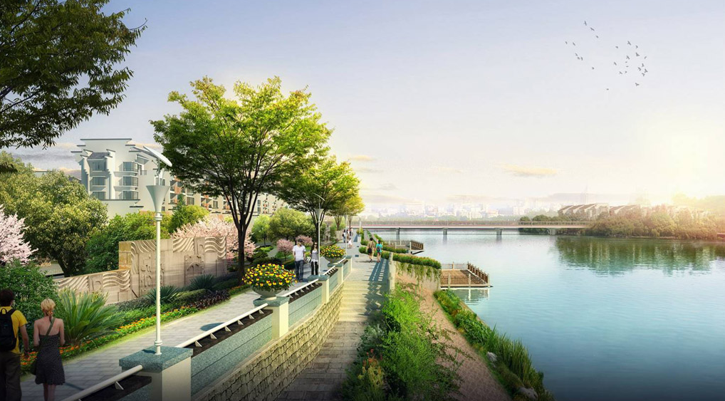 [浙江]金华市城南桥至河盘桥段滨河景观设计竞标方案汇总（二）-滨水休闲景观-筑龙园林景观论坛