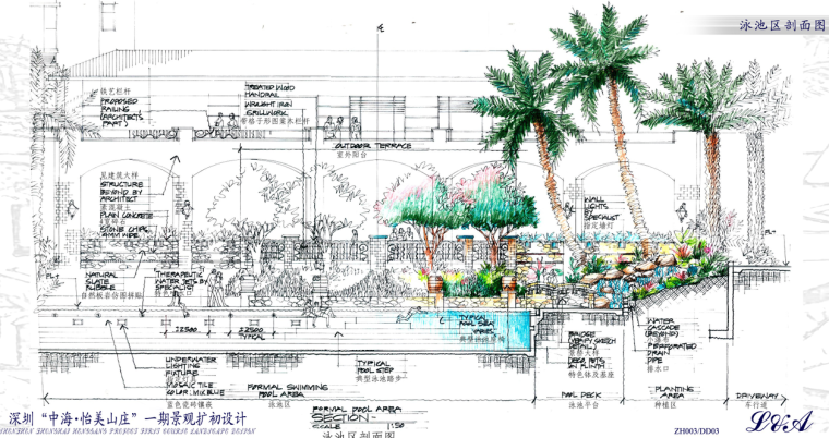 [深圳]知名地产怡美山庄一期居住区景观扩初施工图（景观手绘）_3