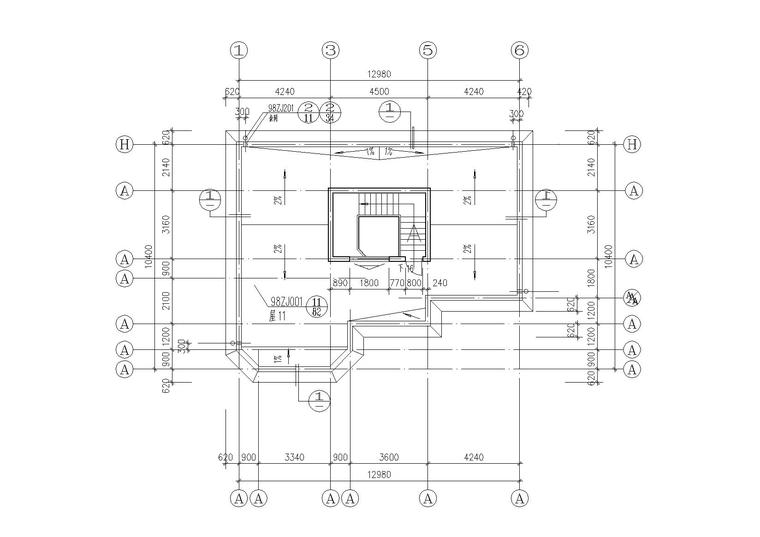 二层阁楼内庭小户型别墅建筑施工图_7 二层阁楼内庭小户型别墅建筑施工图_7