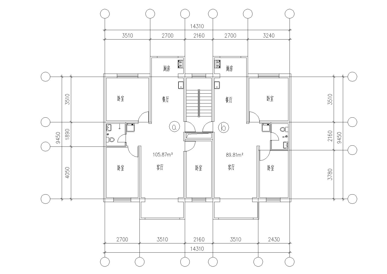 【房屋建筑学课程设计图】一梯两户户型平面图大全_户型图__土木在线