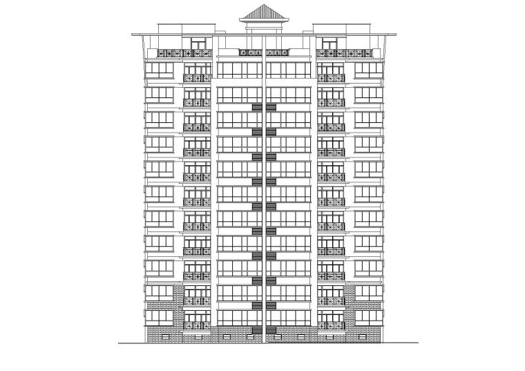 一梯两户高层单元楼资料下载-中式高层一梯两户住宅楼建筑施工图