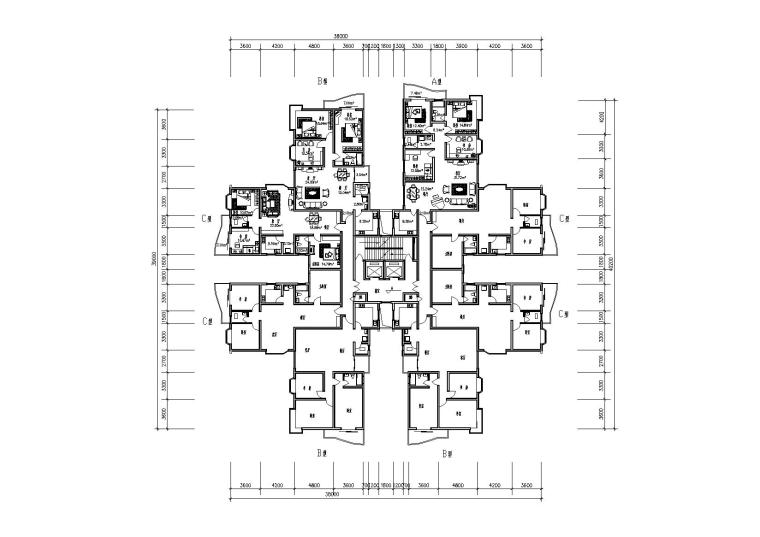 二十六层塔式住宅楼建筑设计方案图_4