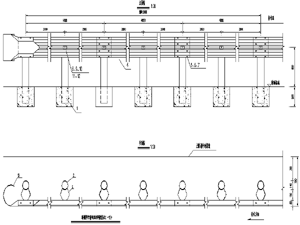 三波形护栏规范资料下载-路桥工程A级防撞波形钢护栏设计套图