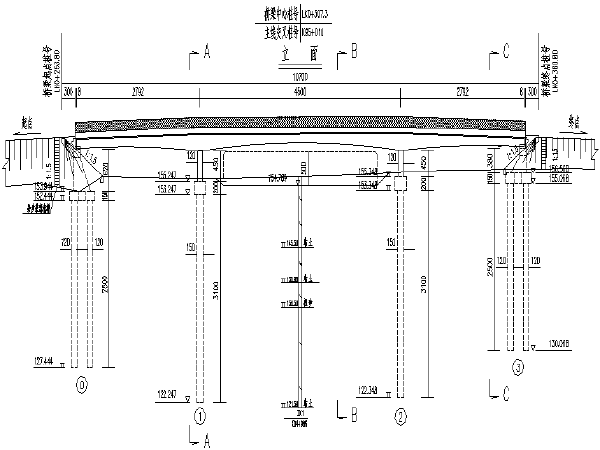 120米连续箱梁图纸资料下载-107米变截面连续箱梁天桥施工图纸