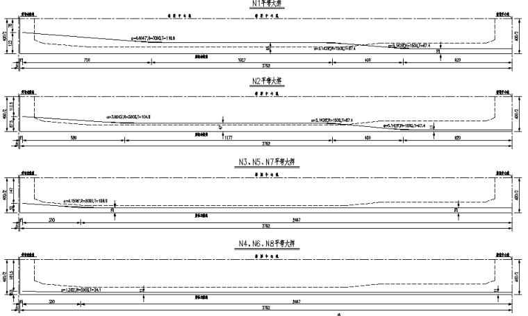 107米变截面连续箱梁天桥施工图纸_7