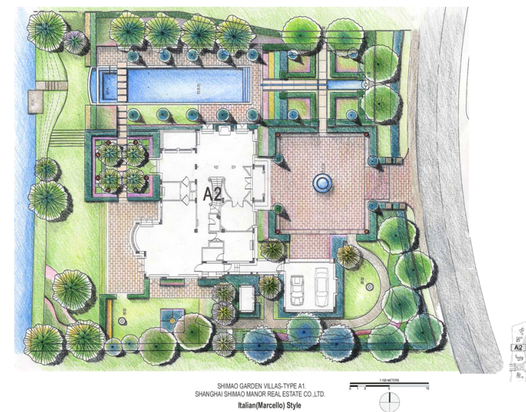 [上海]世茂佘山庄园别墅景观设计-庭院手绘_3