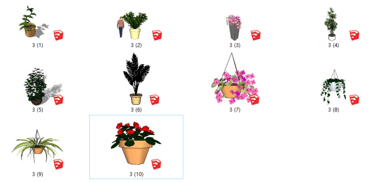 植物室外盆栽资料下载-盆栽景观植物su模型（21-30）