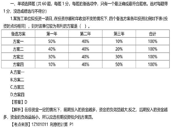 一级建造师真题2019年资料下载-2019年一级建造师《建设工程经济》真题答案