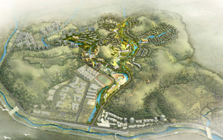 旅游度假中心方案cad资料下载-[四川]养生湿地公园生态旅游度假区规划方案