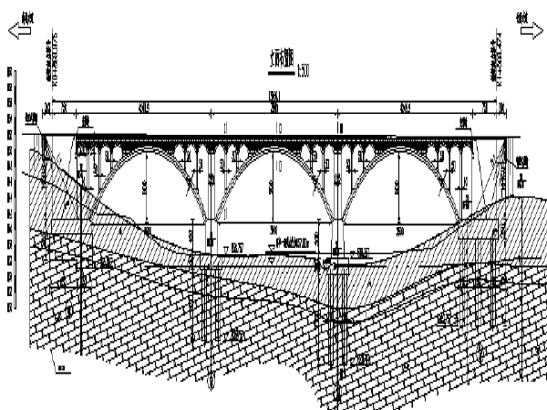 上承式拱桥施工图纸cad资料下载-城市道路主干路跨河流拱桥施工图纸