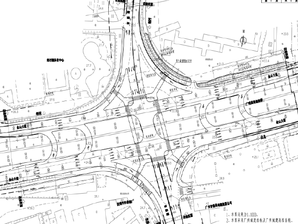道路工程设计图纸图集资料下载-[广州]双向六车道道路改造工程设计图纸