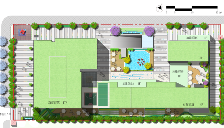 ps植物平面素材高清psd资料下载-景观ps素材|国外工业园庭院景观平面图psd