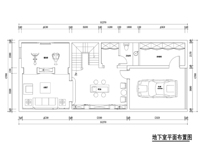 300平独栋别墅室内装修施工图+效果-平面-1