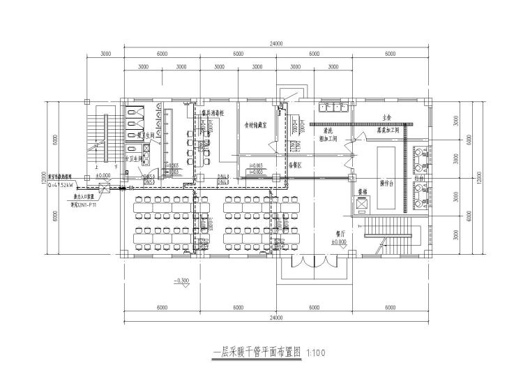 cad食堂图纸资料下载-某地区三层1000平食堂地暖设计图纸