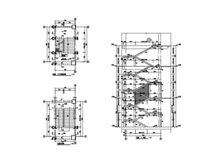 3层游泳馆框架结构施工图平面桁架屋盖2017-游泳馆楼梯结构详图