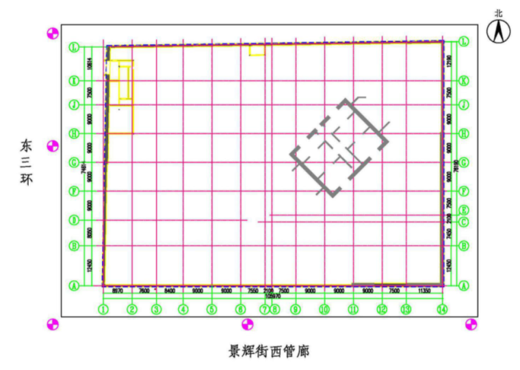 [北京]钢管混凝土框架金融中心测量施工方案-62二级控制网布置图