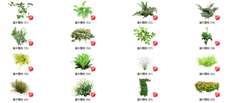 植物组件cad资料下载-500套花卉灌木植物组件全集C（51-100）