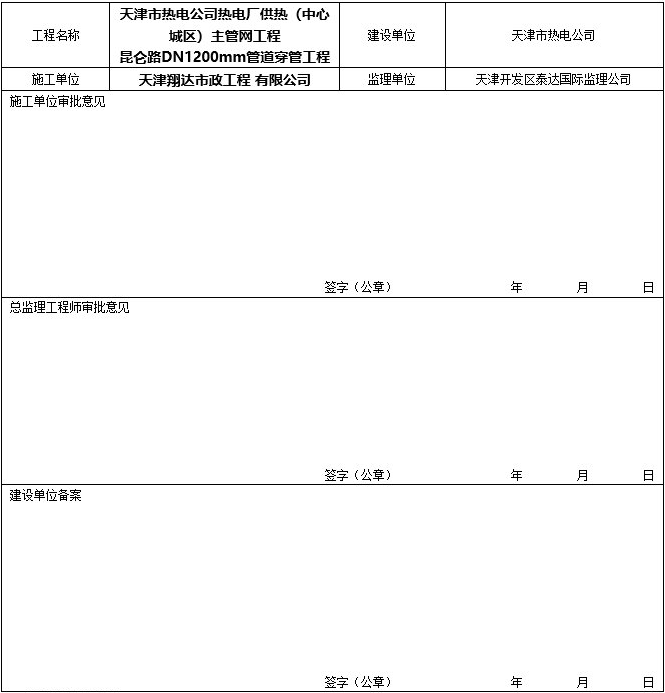 钢管穿管工程施工资料下载-[天津]热力管道穿管工程资料表格