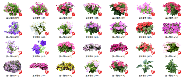 灌木植物cad资料下载-500套花卉灌木植物组件全集C（351-400）