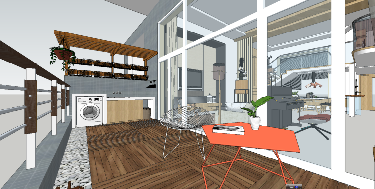 现代简约风室内su模型资料下载-现代简约复式住宅SU模型设计