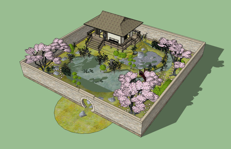 cad模型su庭院资料下载-8套日式枯山水庭院SU模型设计
