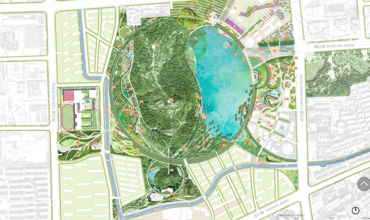 [江苏]滨水圆形古风狮山公园景观   总平面图