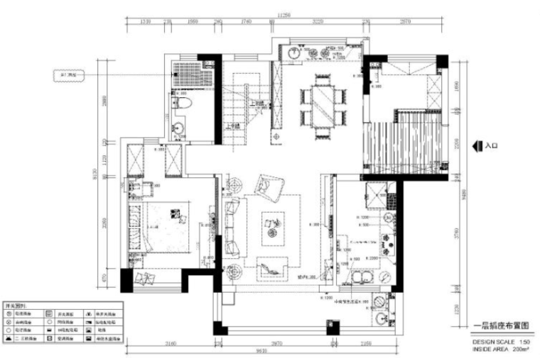 现代风格217㎡名门世家住宅施工图+实景-一层插座布置图