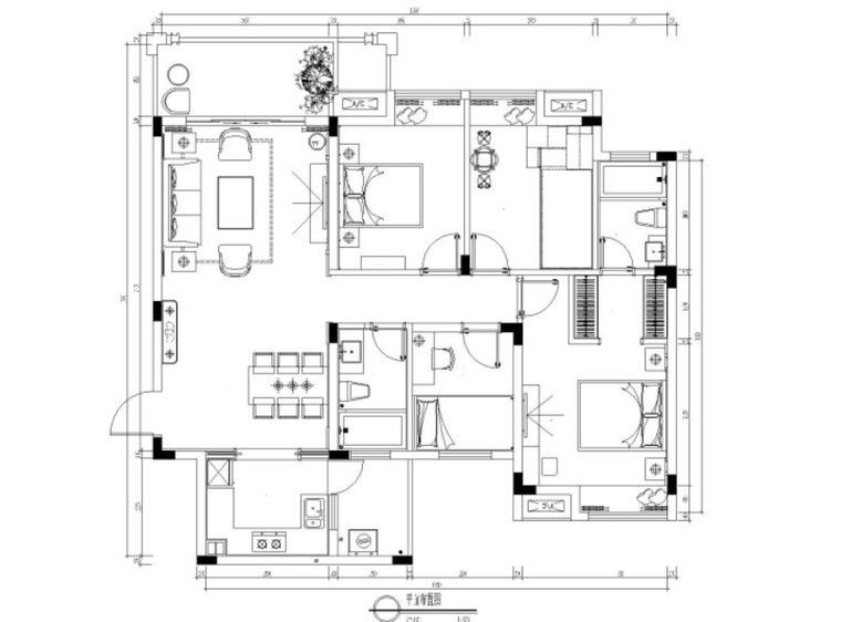 十里春风施工图cad资料下载-[广西]阳朔彰泰十里春风T4样板间施工图