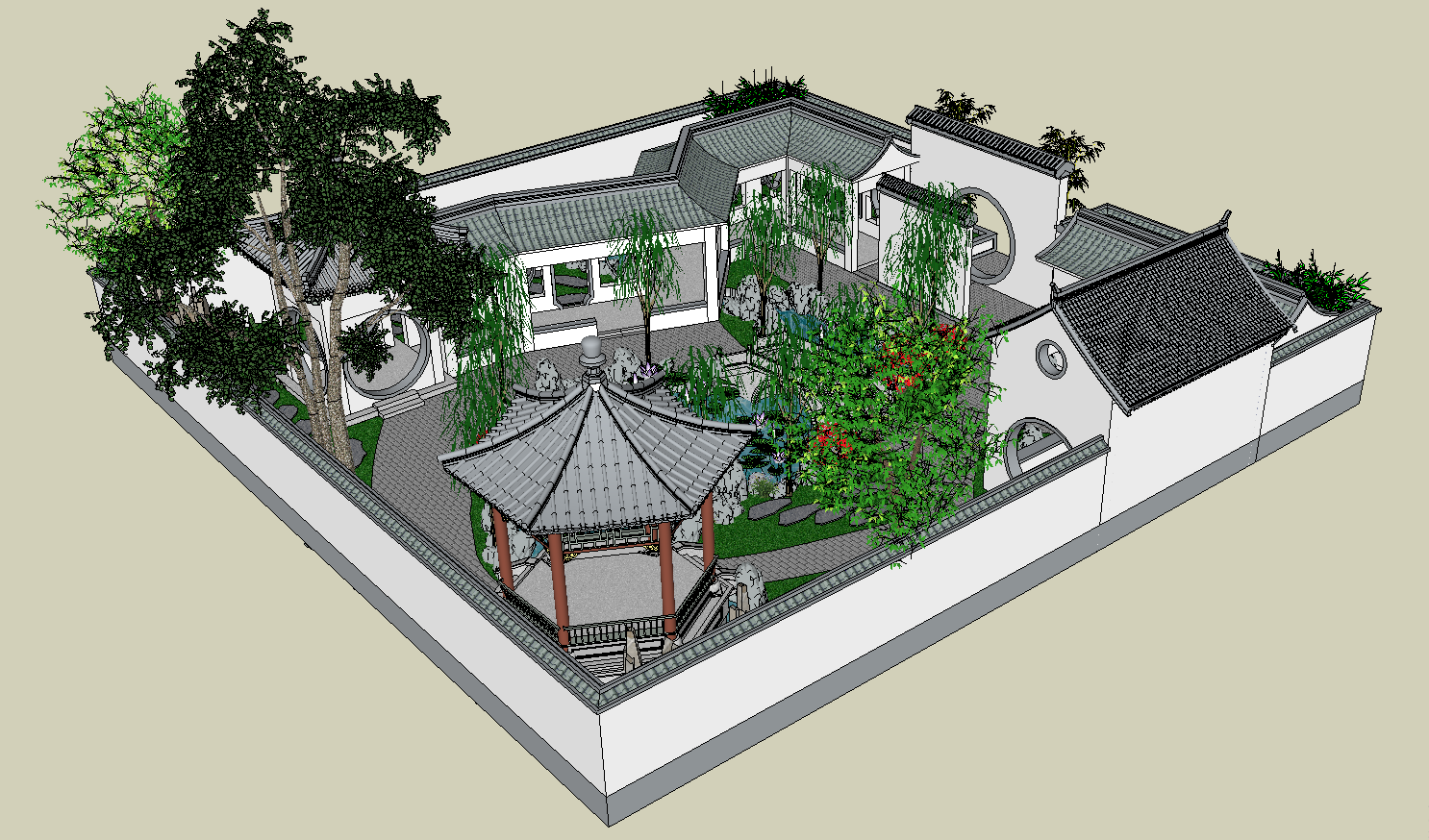 古建筑-古建古典园林SU模型-sketchup模型-筑龙渲染表现论坛