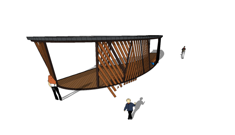 su弧形木质花架模型资料下载-现代廊架木质生态陈设园林椅SU模型