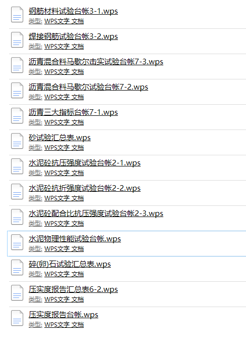 云南省公路施工单位表格资料下载-公路工程试验台帐表格(13个)