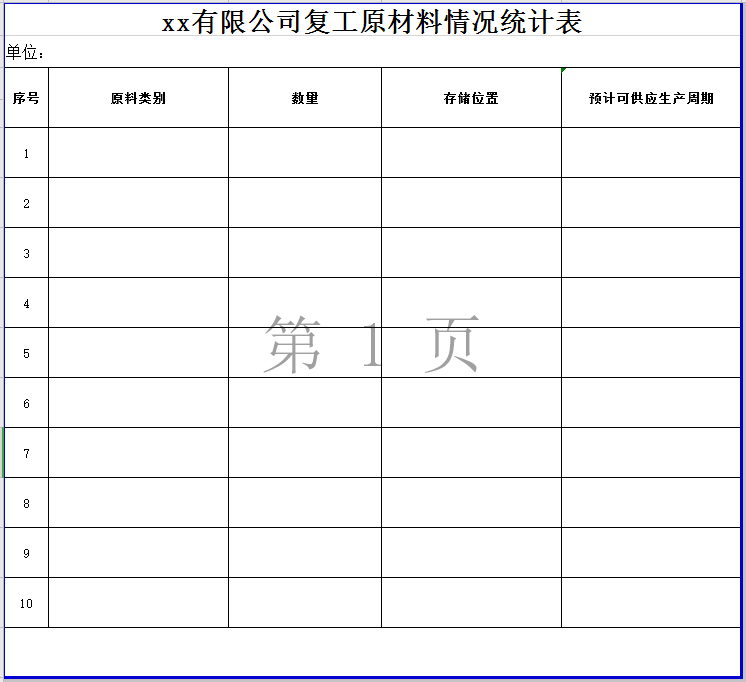 公司节后复工疫情相关信息统计表_4