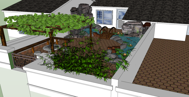 别墅庭院草图模型资料下载-10组SU草图大师庭院花园模型素材 (二)