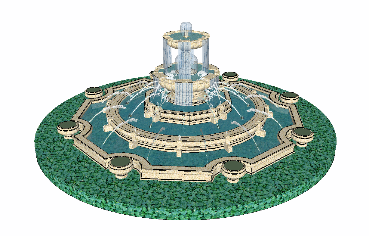 园林景观特色设计喷泉草图大师模型-69个-sketchup模型-筑龙渲染表现论坛