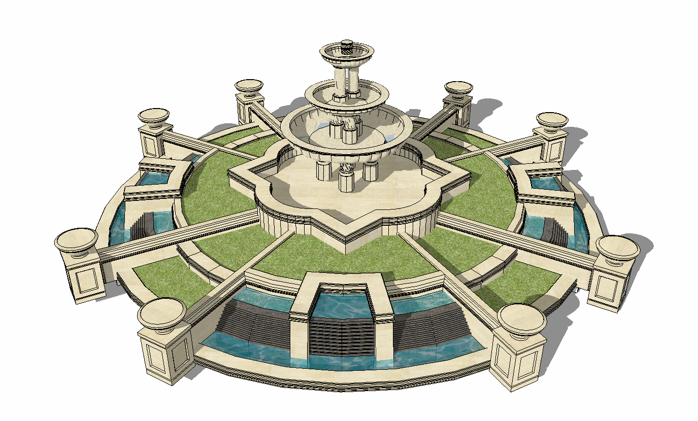园林景观特色设计喷泉草图大师模型-69个-sketchup模型-筑龙渲染表现论坛