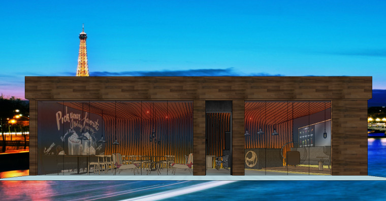 二层咖啡厅建筑设计方案资料下载-现代时尚流线咖啡厅SU模型设计