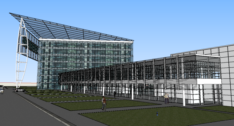 公司总部办公大楼su模型资料下载-两套办公大楼SU建筑模型设计