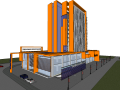 现代商场办公楼建筑SU模型设计